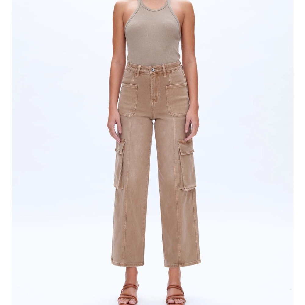 Bayeas Authentic Style Straight Wide Leg Cargo Style# BYW8107 Brown Women 25 EUC